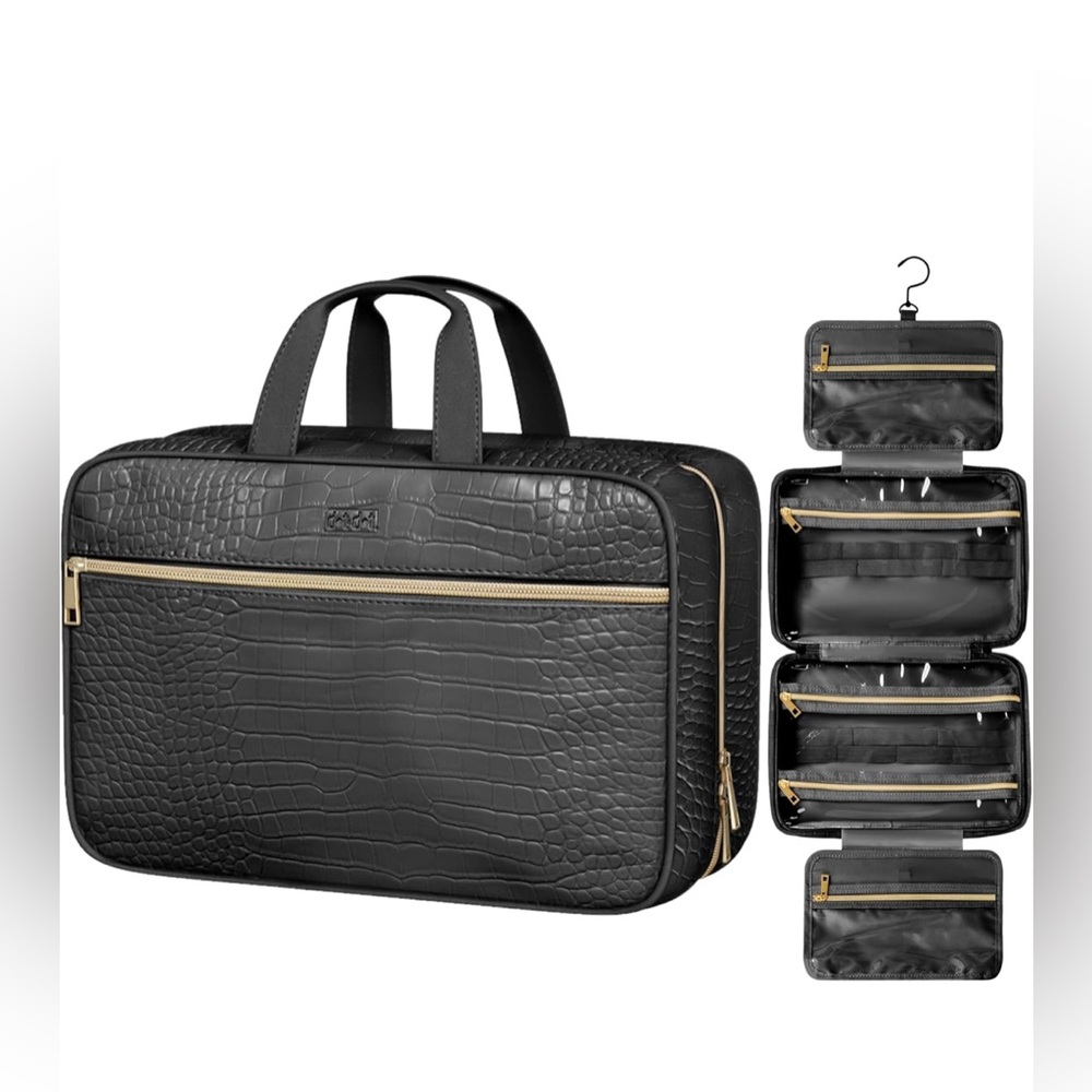 Dot & Dot Black Crocodile embossed  Travel Bag